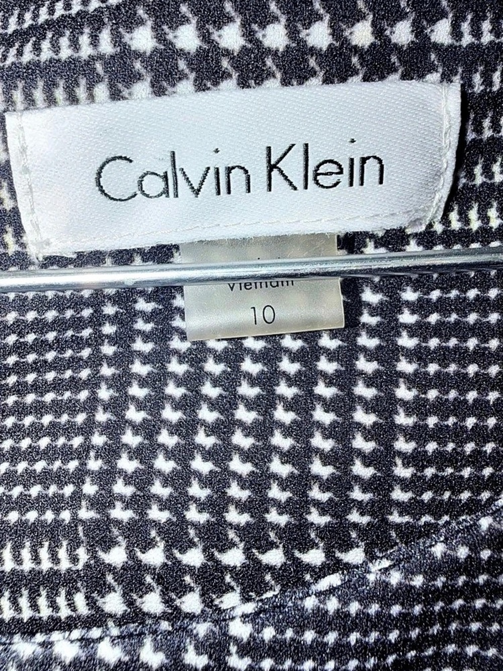 Calvin Klein Houndstooth Sleeveless Sheath Dress Midi Dress Black & White Size - Picture 5 of 5